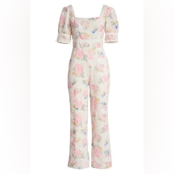 NWT Adelyn Rae Angei Eyelet Embroidered Jumpsuit in Pink Floral - Picture 6 of 15
